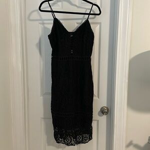 NSR sleeveless black midi crochet dress (Medium)